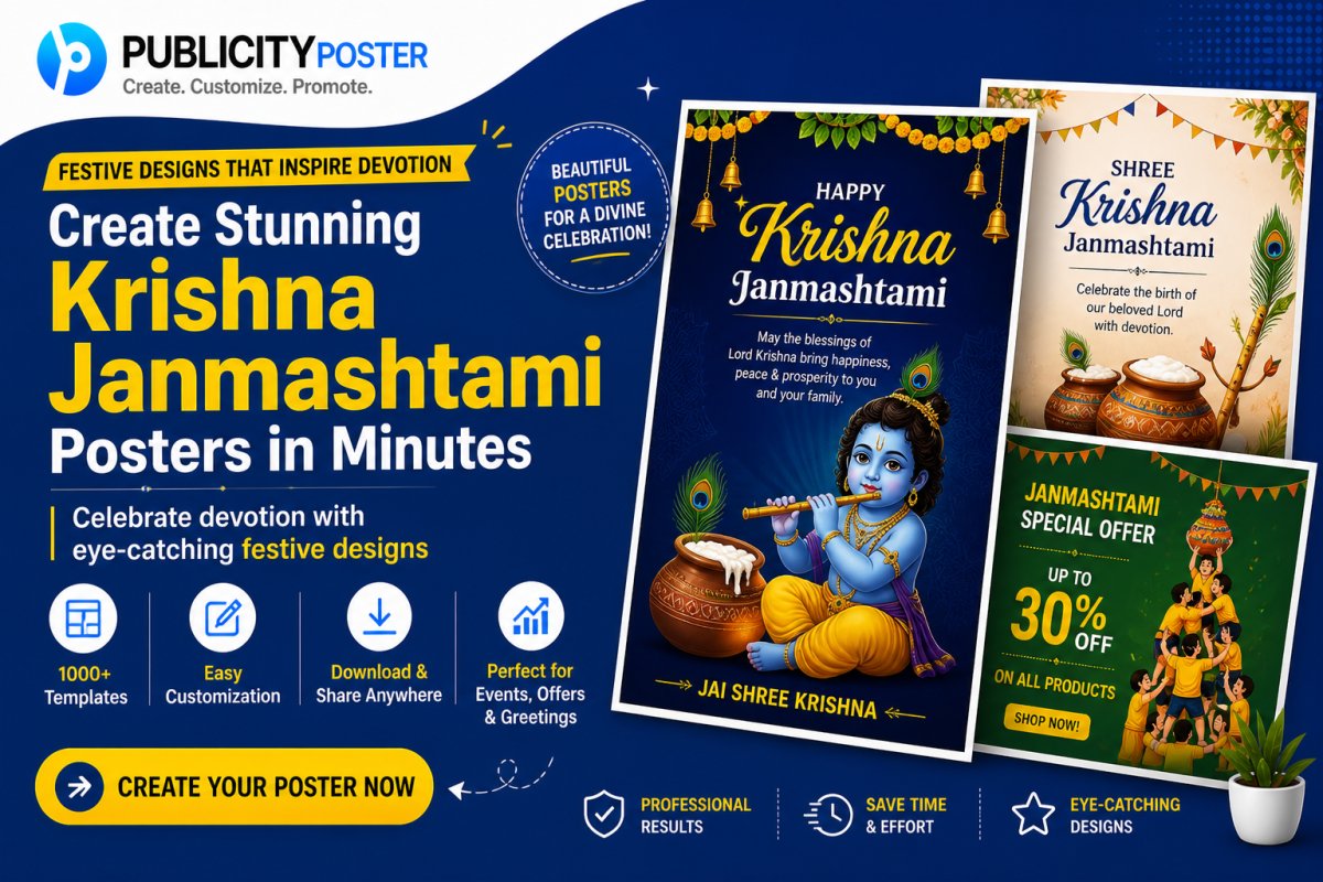 Create Krishna Janmashtami Posters With Publicity Poster