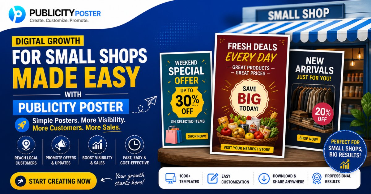 Digital Growth for Small Shops Made Easy with Publicity Poster.